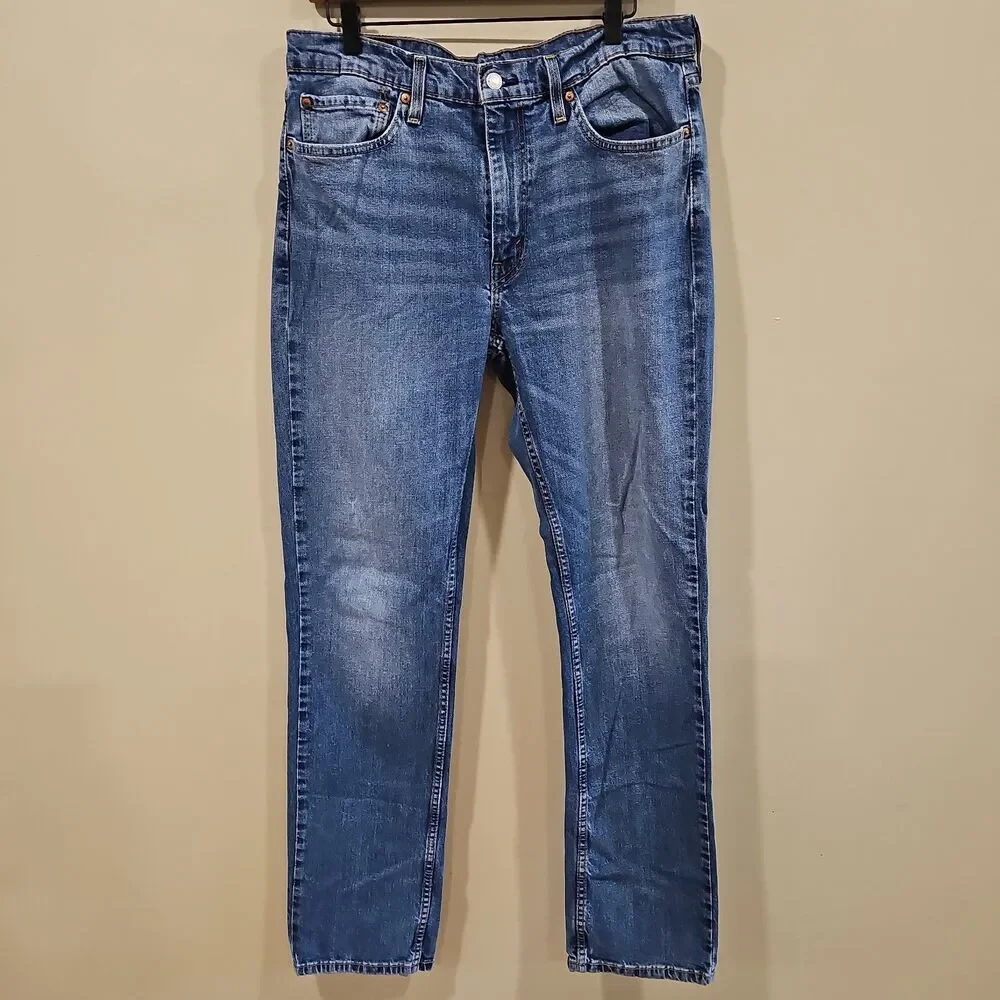Levi's 514 Jeans Men's 36x34 Straight Slim Fit Stretch Blue Med Wash Denim